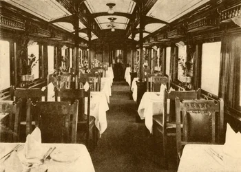Coche restaurante en un tren de larga distancia, Ferrocarriles de Sudáfrica, 1930