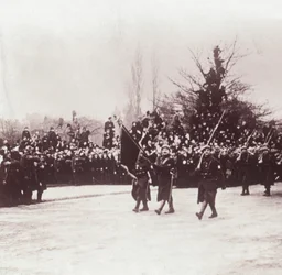 Regreso de los belgas a Lieja, Bélgica, c1914-c1918