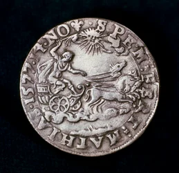 Reverso de una medalla conmemorativa del brillante cometa de 1577