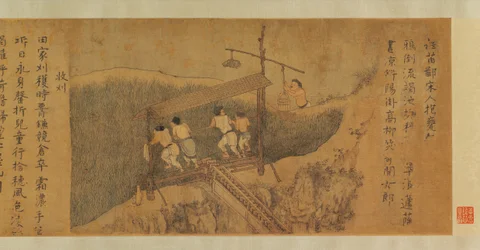 Cultura del arroz, o siembra y cosecha, antes de 1353