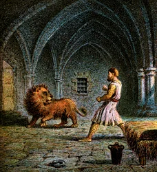 Ricardo Primero y un León, siglo XII, c1850