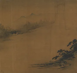 Paisaje fluvial en la niebla, siglo XIV