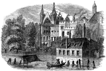 Frente del río de la antigua Casa de los Lores, Londres, siglo XIX