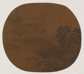 Vivienda junto al río entre pinos y bambú, posiblemente dinastía Song, 1127-1279