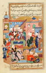 El padre de Rūmī da un sermón en el cementerio Qāni‘ī de Konya