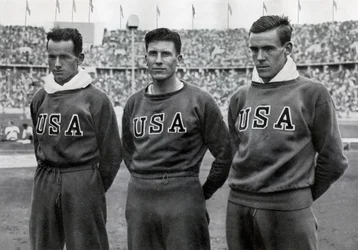 Robert Clark, Glenn Morris, John Parker, decatletas americanos, Olimpiadas de Berlín, 1936