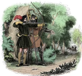 Robin Hood, legendario héroe popular inglés y forajido, campeón de los pobres, principios del siglo XIX