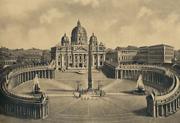 Roma - Basílica y Plaza de San Pedro. Palacio Vaticano, 1910