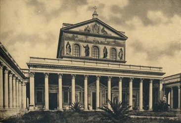 Roma - Fachada principal de la Basílica de San Pablo Extramuros, 1910