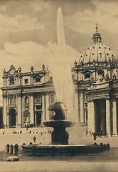 Roma - Plaza de San Pedro. Fuente y fachada de Carlo Maderno. Cúpula de Miguel Ángel