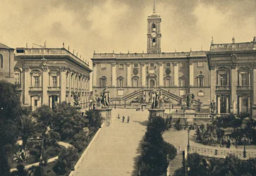 Roma - El Capitolio: en el centro el Palacio de los Senadores ahora Ayuntamiento, 1910