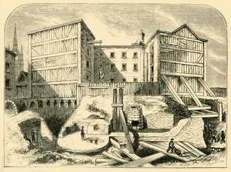 Restos romanos encontrados en Billingsgate, c1872