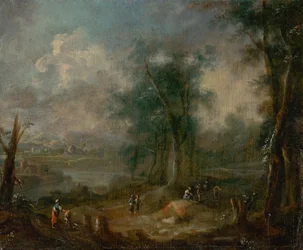 Paisaje romántico con figuras