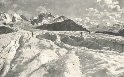 Glaciar Roseg cerca de Pontresina, Engadina, Suiza, 1895
