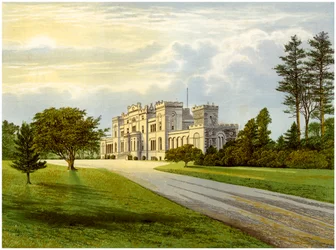 Castillo Rossie, Forfarshire, Escocia, hogar de la familia Macdonald, c1880