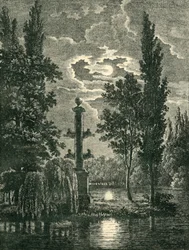 Columna rostral en los jardines del Château de Méréville, Essonne, Francia