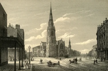 Capilla y escuelas de Rowland Hills, Westminster Bridge Road, c1876