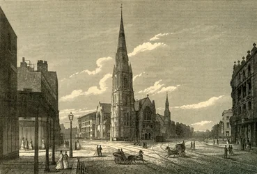 Capilla y escuelas de Rowland Hills, Westminster Bridge Road, c1878