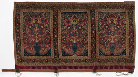 Tienda redonda real hecha para Muhammad Shah panel de pared con tres paneles C, 1834-1848