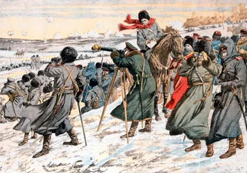 General ruso Kouropatkine ordenando la retirada, Guerra Ruso-Japonesa