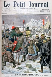 Enfermera rusa capturada por los manchúes siendo entregada a los japoneses, Manchuria, 1904