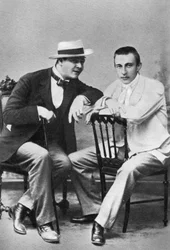Cantante de ópera ruso Feodor Chaliapin con el compositor y pianista Sergei Rachmaninov, c. 1890