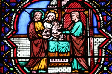 Iglesia del Sagrado Corazón. Vidriera. La Presentación de Jesús en el Templo, Moulins, Francia