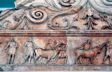 Escena de sacrificio en el Ara Pacis, Roma