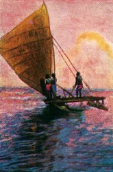 Barco de vela, Fiji, c1928