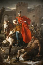 Pintura de la catedral de Saint-Gatien (Saint-Gatien): San Martín compartiendo su capa, Tours, Francia