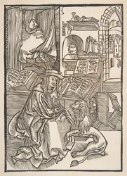San Jerónimo extrayendo una espina del pie del león, copia de Lyon 1508