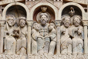 Tímpano de la abadía de Sainte Foy: Abraham, Conques, Francia