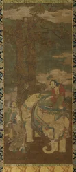 Sakyamuni en un elefante, siglos XVI-XVII