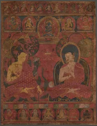 Sakyamuni con un discípulo Thangka, siglo XIV