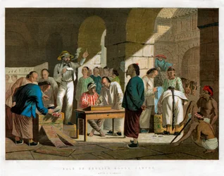 Venta de productos ingleses, Cantón, 1858