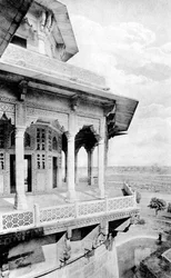 Balcón de Samman Burj en el Fuerte de Agra, siglo XX