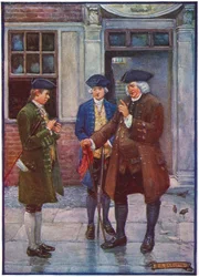 Samuel Johnson, hombre de letras inglés, hablando con Oliver Goldsmith, autor inglés, c. 1755-1774