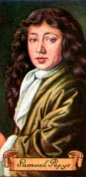 Samuel Pepys, tomado de una serie de tarjetas de cigarrillos, 1935