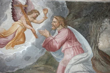 Iglesia de San Jerónimo. Jesús rezando en el Jardín de Getsemaní en el Monte de los Olivos, Madrid, España