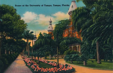 Escena en la Universidad de Tampa, Tampa, Florida, c1940s