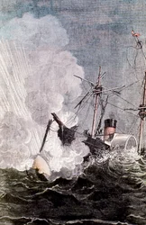 Escena de De la Tierra a la Luna de Jules Verne, 1865