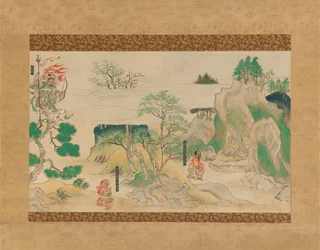 Escena de Las Leyendas Ilustradas del Templo Jin’oji Jin’oji engi emaki, principios del siglo XIV