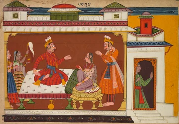 Escena del Shangri Ramayana Historia de Rama, 1690-1710