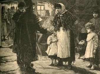 Escena en Irlanda: visita del recaudador de diezmos, principios de la década de 1830 c1890