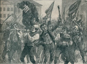 Escena en los disturbios de Belfast, siglo XIX, 1906