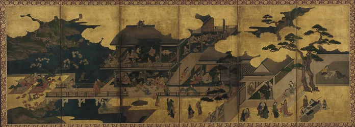 Escena de una fiesta en un burdel, período Edo, finales del siglo XVII