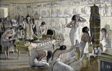 Escena de Duelo en el Templo Funerario de Tutankamón, Egipto, 1325 a.C. 1933-1934