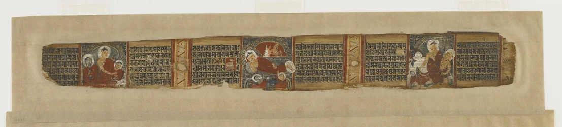 Escenas de la vida de Buda de un manuscrito Prajna-paramita, principios del siglo XII