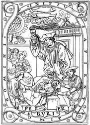 Escolar recibiendo conocimiento a golpes con la vara, 1526