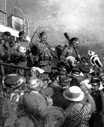 Montañeses Escoceses de la Fuerza Expedicionaria Británica en Boulogne, Francia, Primera Guerra Mundial, 1914